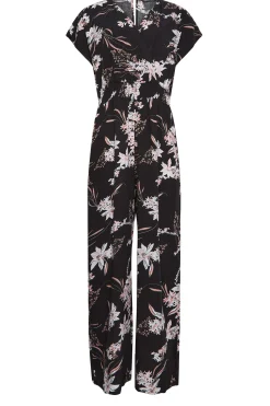 M&Co Womens Black Floral Wrap Jumpsuit><noscript><img width=