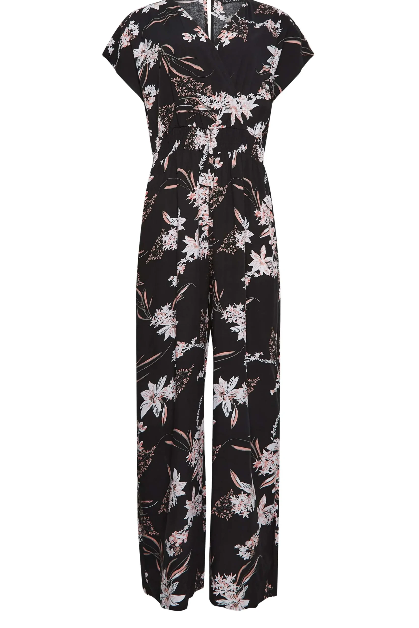 M&Co Womens Black Floral Wrap Jumpsuit>Women Maxi Dresses