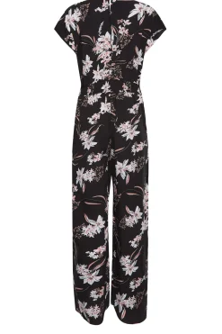 M&Co Womens Black Floral Wrap Jumpsuit><noscript><img width=