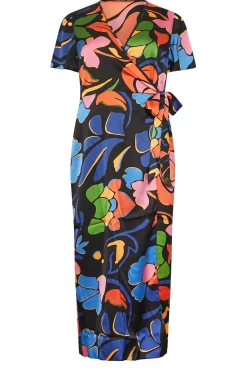 M&Co Womens Black Floral Print Wrap Dress><noscript><img width=