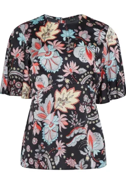 M&Co Womens Black Floral Tie Back Blouse><noscript><img width=