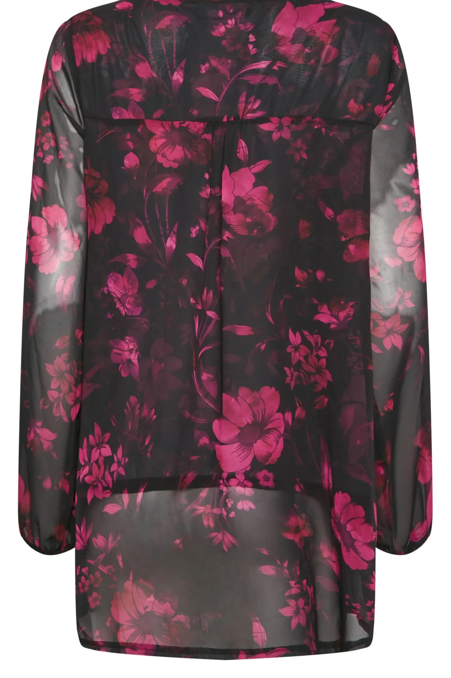 M&Co Womens Black Floral Print Wrap Hem Blouse>Women Long Sleeve Tops