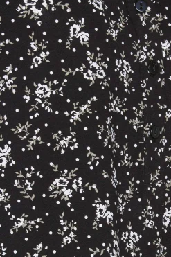 M&Co Womens Black Floral Print Half Placket Jersey Shirt><noscript><img width=