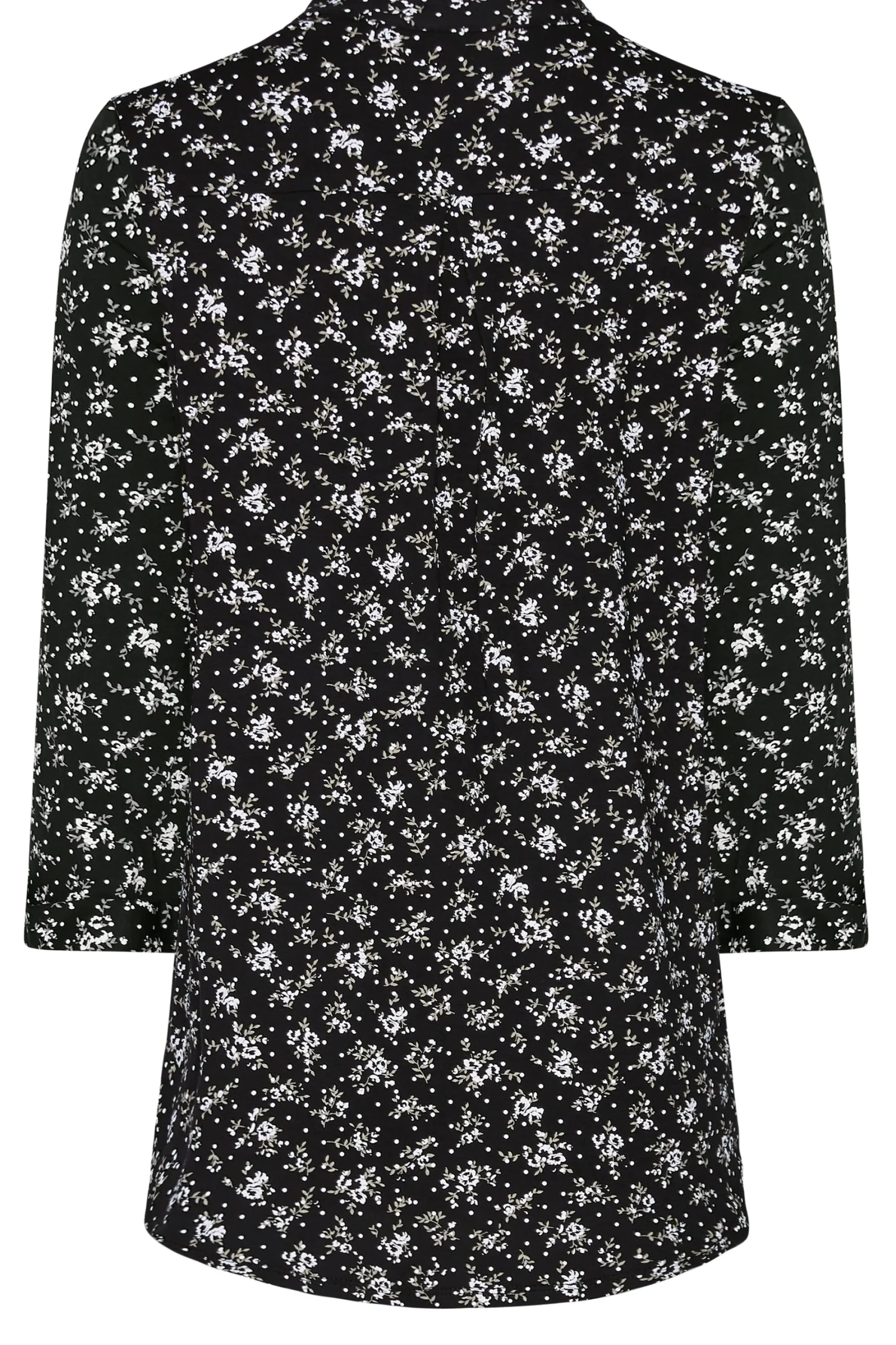 M&Co Womens Black Floral Print Half Placket Jersey Shirt>Women Shirts