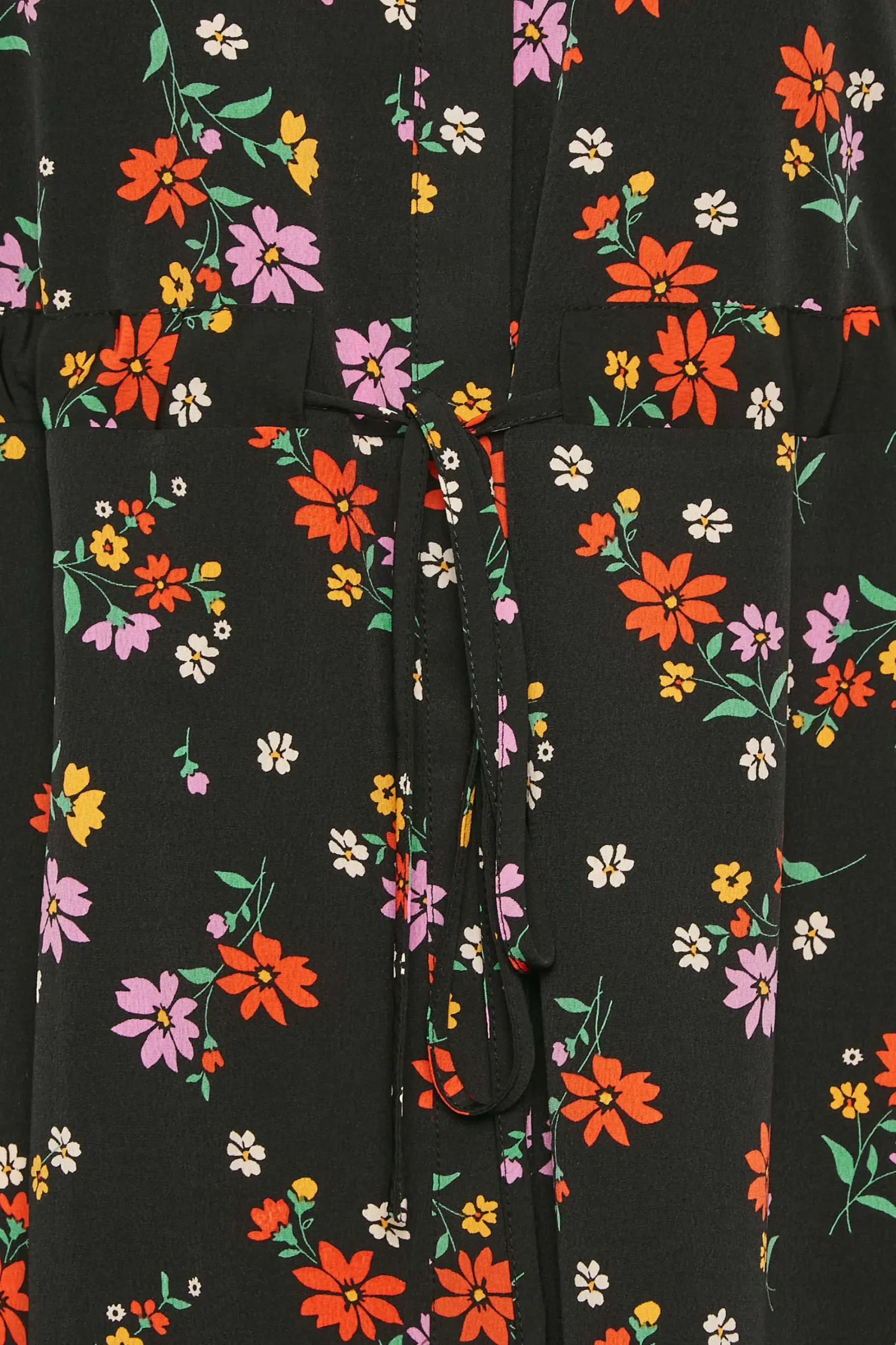 M&Co Womens Black Floral Print Tie Waist Tunic Shirt>Women Shirts