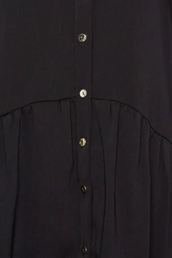 M&Co Womens Black Frill Hem Tab Sleeve Shirt><noscript><img width=