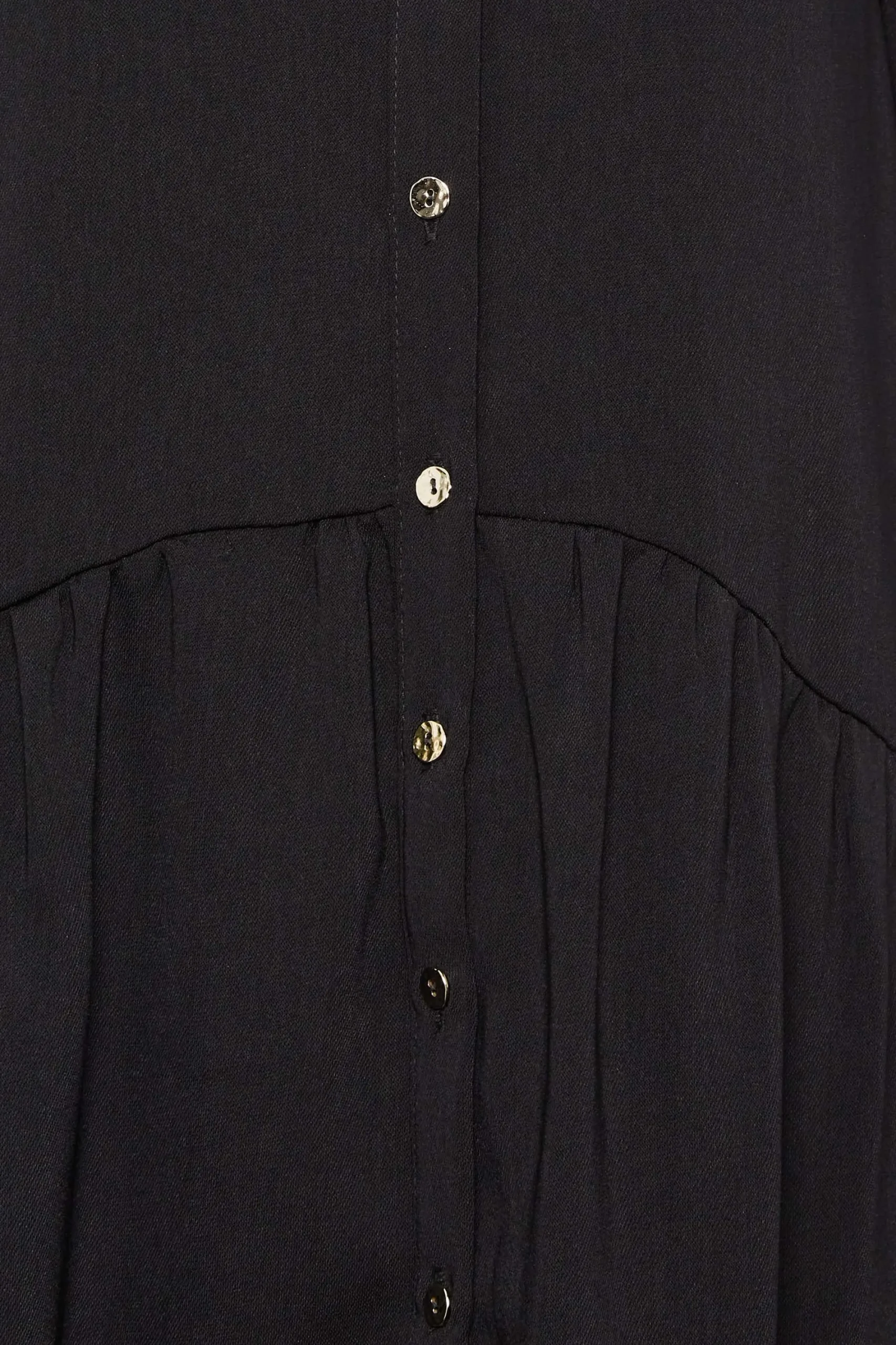 M&Co Womens Black Frill Hem Tab Sleeve Shirt>Women Shirts