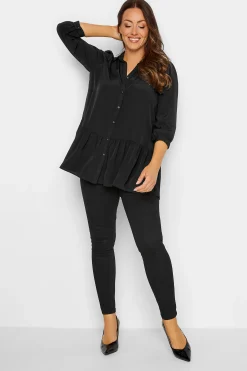 M&Co Womens Black Frill Hem Shirt>Women Shirts