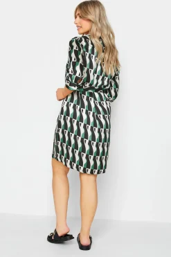 M&Co Womens Black Geometric Print Tie Tunic Shirt Dress><noscript><img width=
