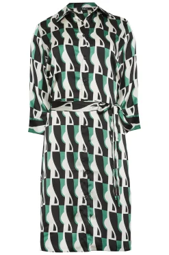 M&Co Womens Black Geometric Print Tie Tunic Shirt Dress><noscript><img width=