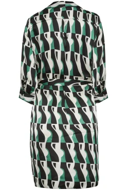 M&Co Womens Black Geometric Print Tie Tunic Shirt Dress><noscript><img width=