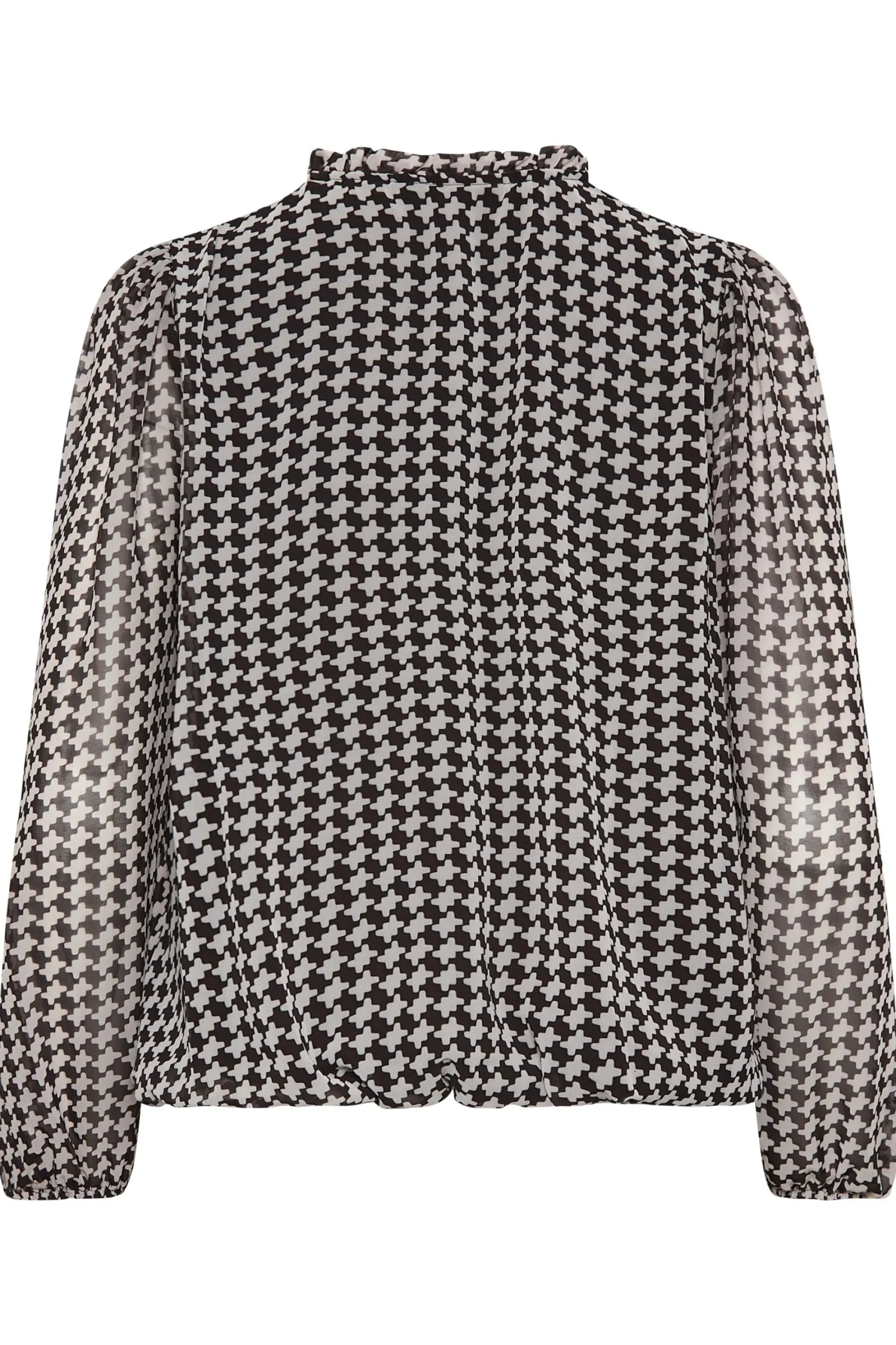 M&Co Womens Black Geometric Print Tie Neck Blouse>Women Long Sleeve Tops