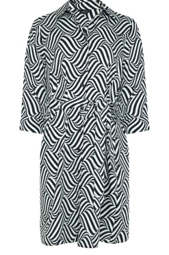 M&Co Womens Black Geometric Print Tie Waist Shirt Dress><noscript><img width=