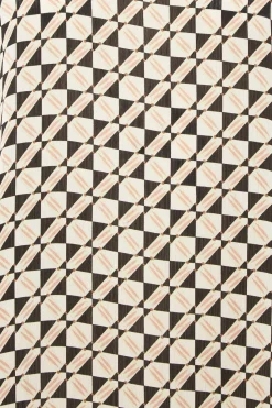 M&Co Womens Black Geometric Print High Neck Satin Blouse><noscript><img width=