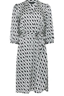 M&Co Womens Black Geometric Print Satin Tunic Dress><noscript><img width=