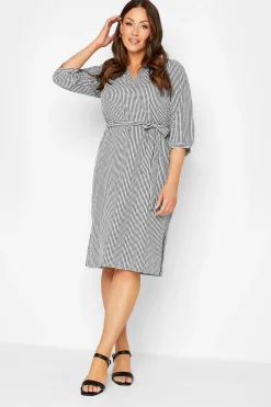 M&Co Womens Black Gingham Tie Waist Detail Tunic>Women Shirt Dresses