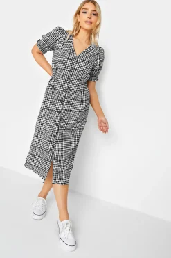 M&Co Womens Black Gingham Print Midi Dress>Women Midi Dresses