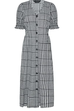 M&Co Womens Black Gingham Print Midi Dress><noscript><img width=