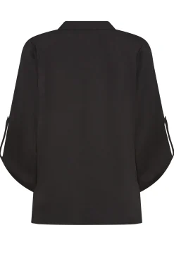 M&Co Womens Black Gold Statement Button Tab Sleeve Shirt><noscript><img width=