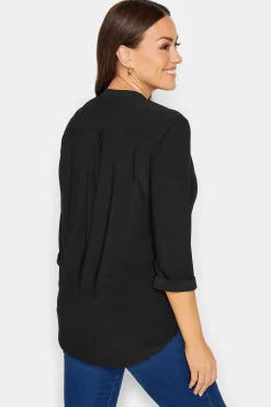 M&Co Womens Black Half Placket Jersey Shirt><noscript><img width=