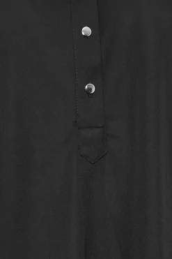 M&Co Womens Black Half Placket Jersey Open Collar Shirt><noscript><img width=
