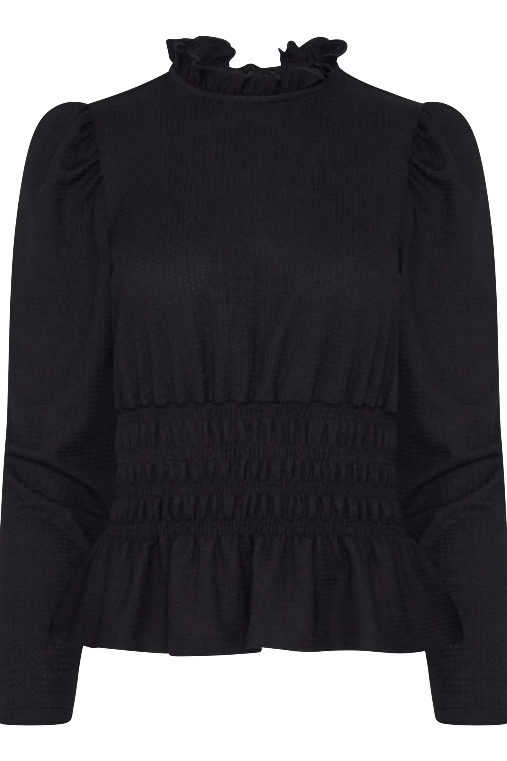M&Co Womens Black High Frill Neck Blouse>Women Long Sleeve Tops