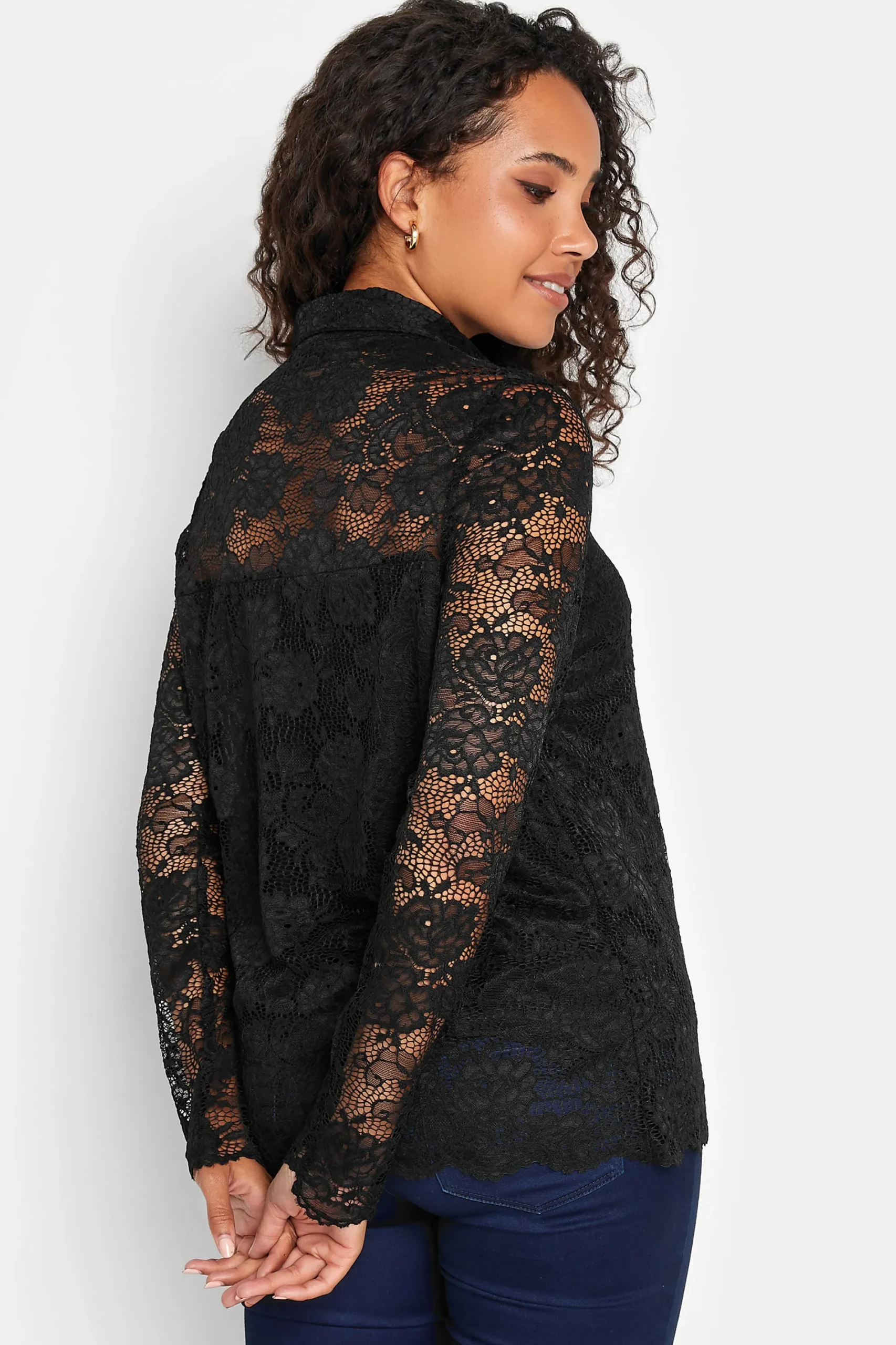 M&Co Womens Black Lace Shirt>Women Shirts