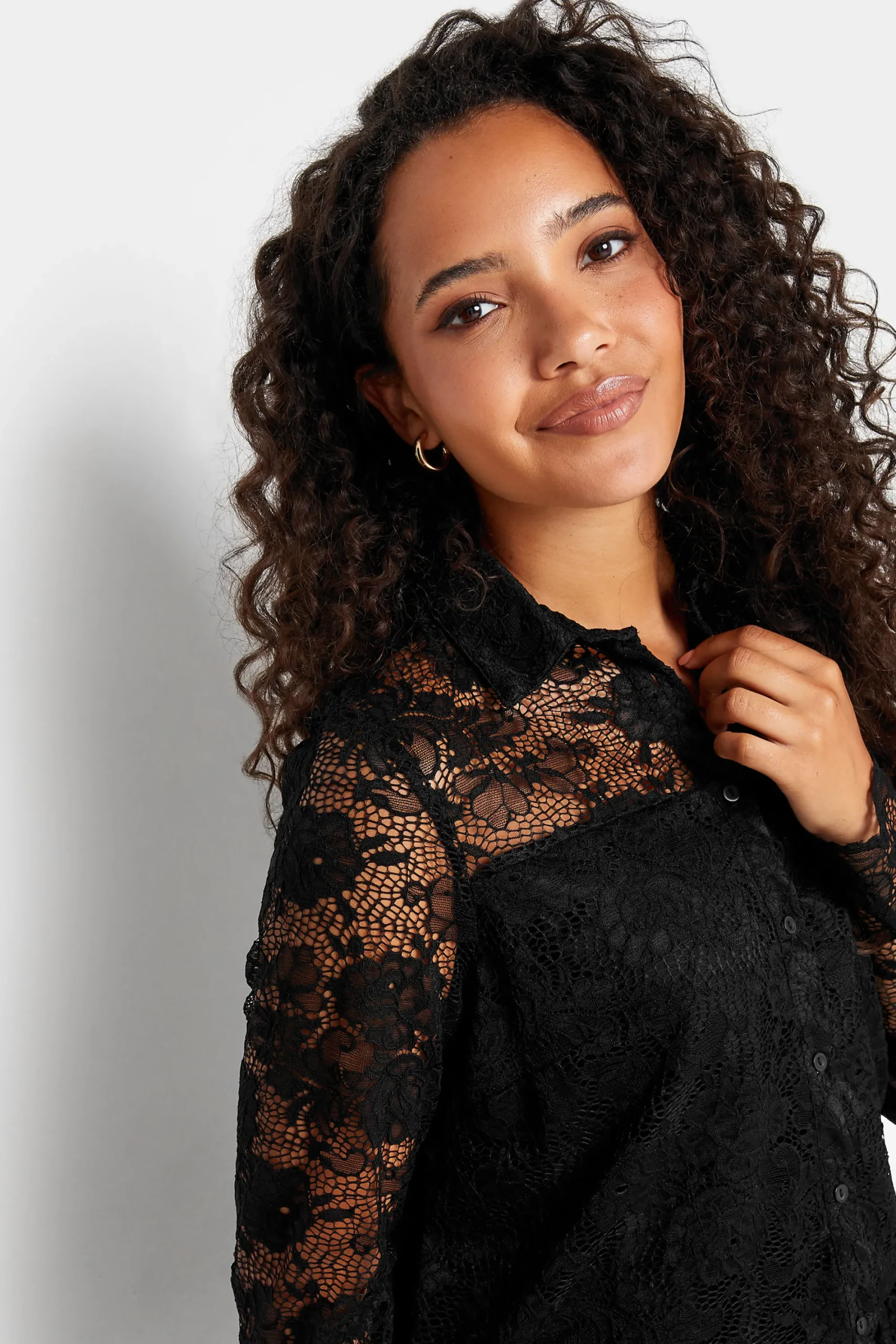 M&Co Womens Black Lace Shirt>Women Shirts