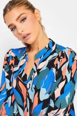 M&Co Womens Black Leaf Print Half Placket Shirt><noscript><img width=