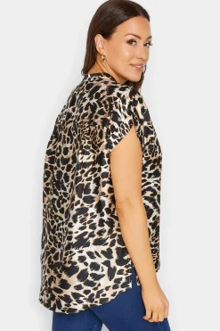 M&Co Womens Black Leopard Print Short Sleeve Shirt><noscript><img width=