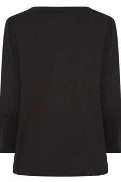M&Co Womens Black Long Sleeve Cotton Blend Top><noscript><img width=