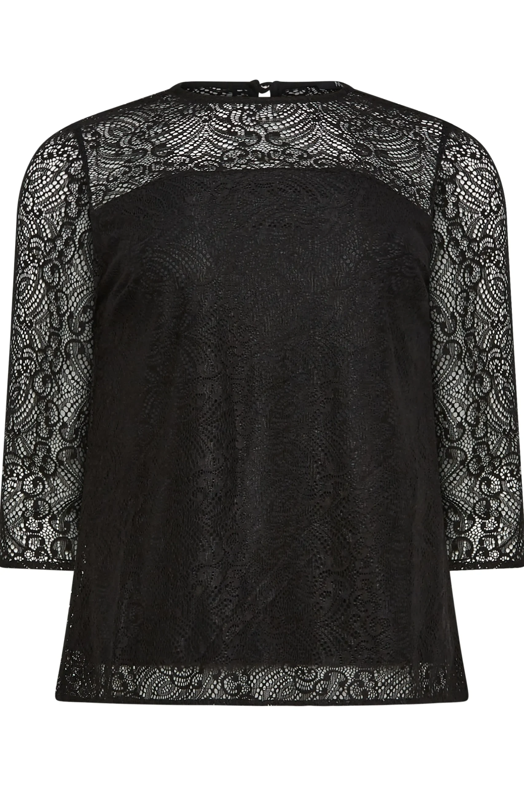 M&Co Womens Black Long Sleeve Lace Blouse>Women Blouses