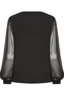M&Co Womens Black Mesh Long Sleeve Top>Women Long Sleeve Tops