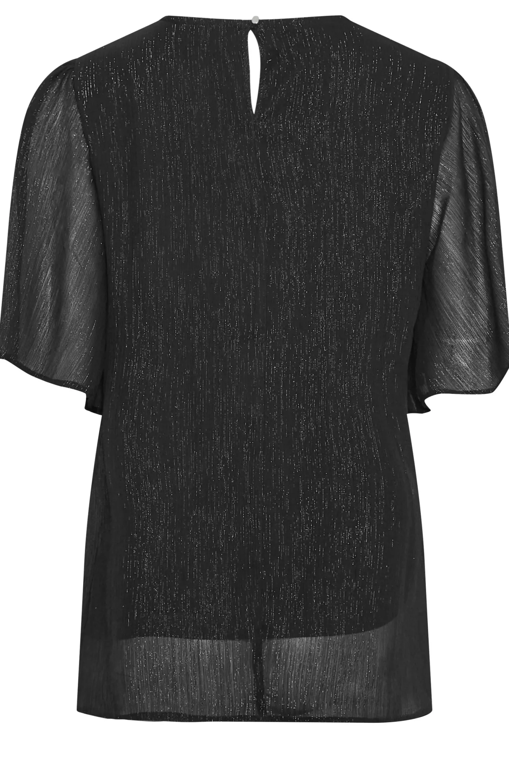 M&Co Womens Black Metallic Angel Sleeve Blouse>Women Shirts