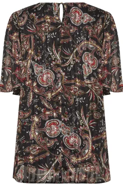 M&Co Womens Black Paisley Print Angel Sleeve Blouse><noscript><img width=