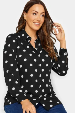 M&Co Womens Black Polka Dot Tie Belt Shirt><noscript><img width=