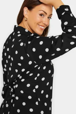 M&Co Womens Black Polka Dot Tie Belt Shirt><noscript><img width=