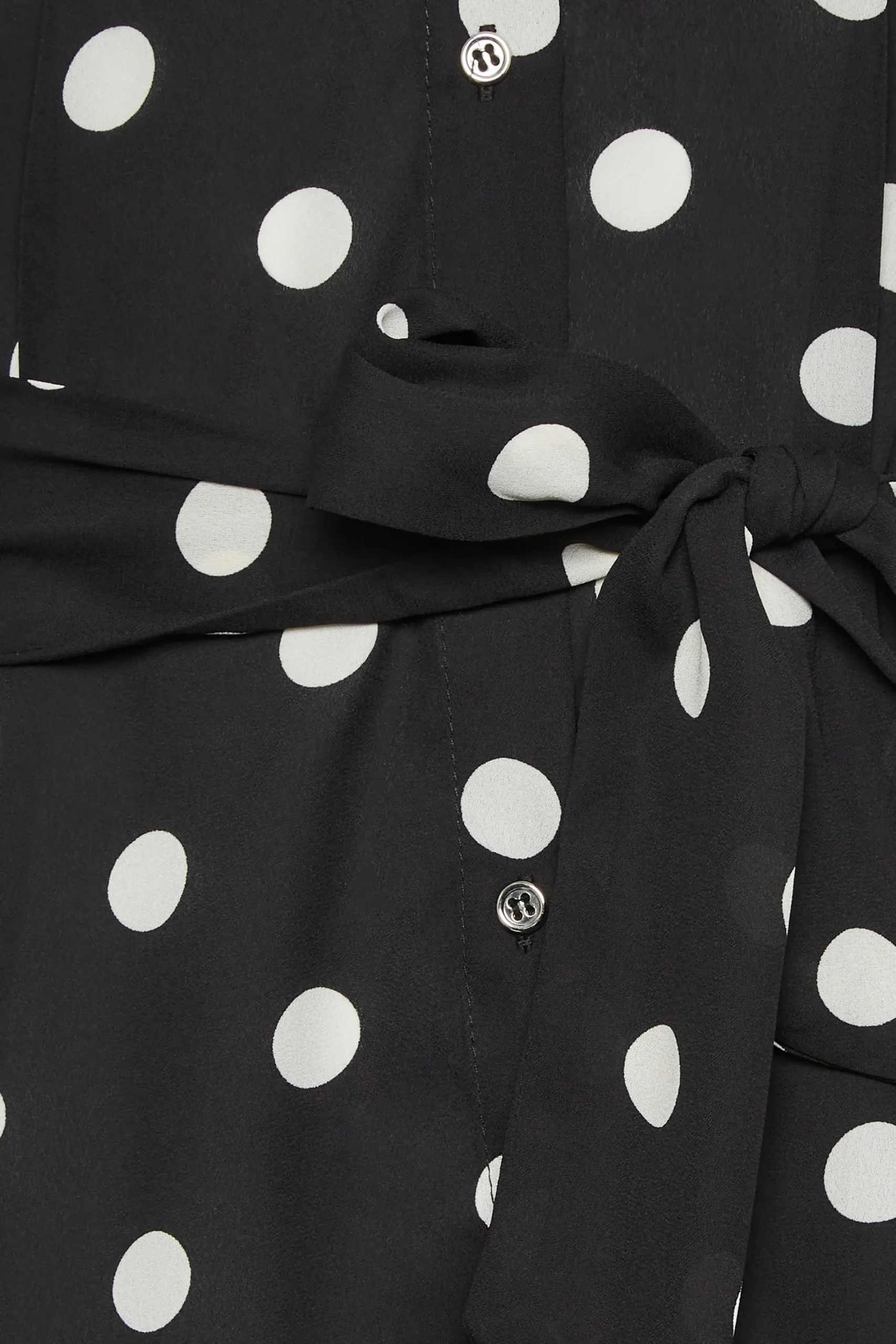 M&Co Womens Black Polka Dot Tie Belt Shirt>Women Shirts