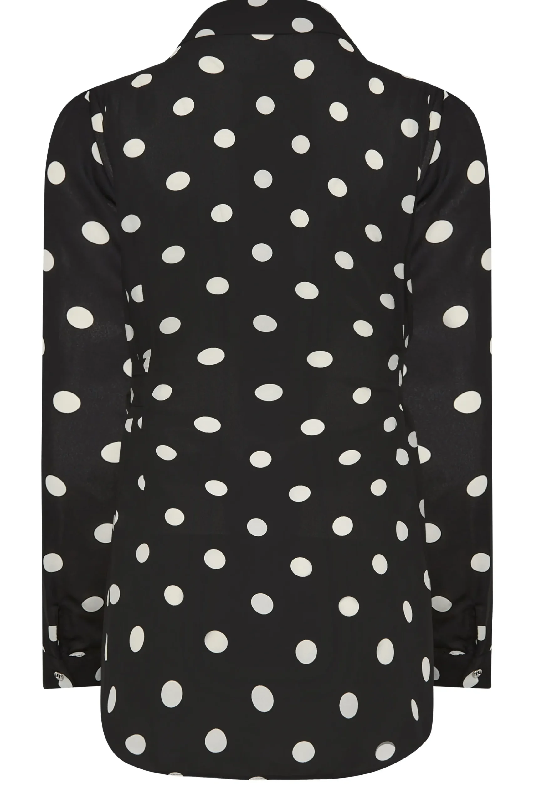 M&Co Womens Black Polka Dot Tie Belt Shirt>Women Shirts