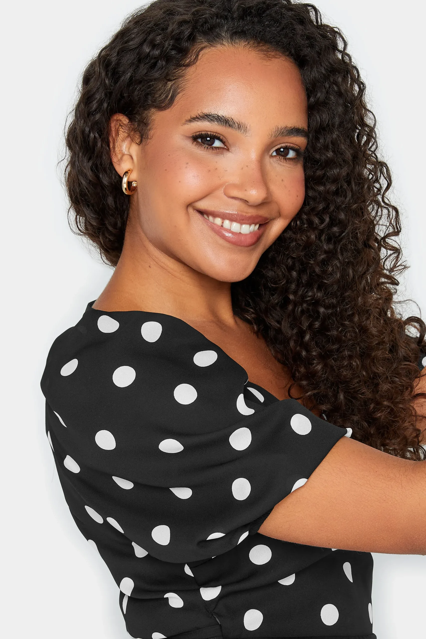 M&Co Womens Black Polka Dot Wrap Dress>Women Midi Dresses