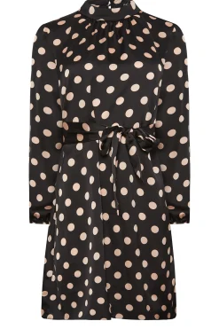 M&Co Womens Black Polka Dot Print High Neck Tunic Blouse><noscript><img width=