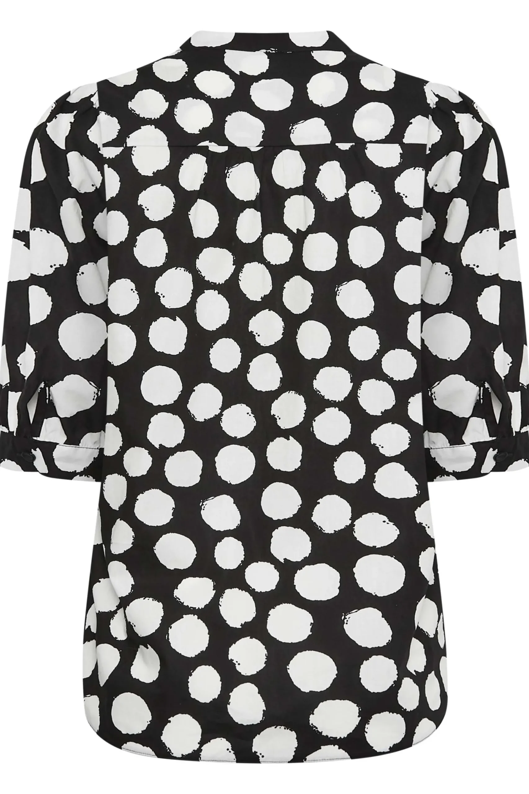 M&Co Womens Black Polka Dot Puff Sleeve Shirt>Women Short Sleeve Tops