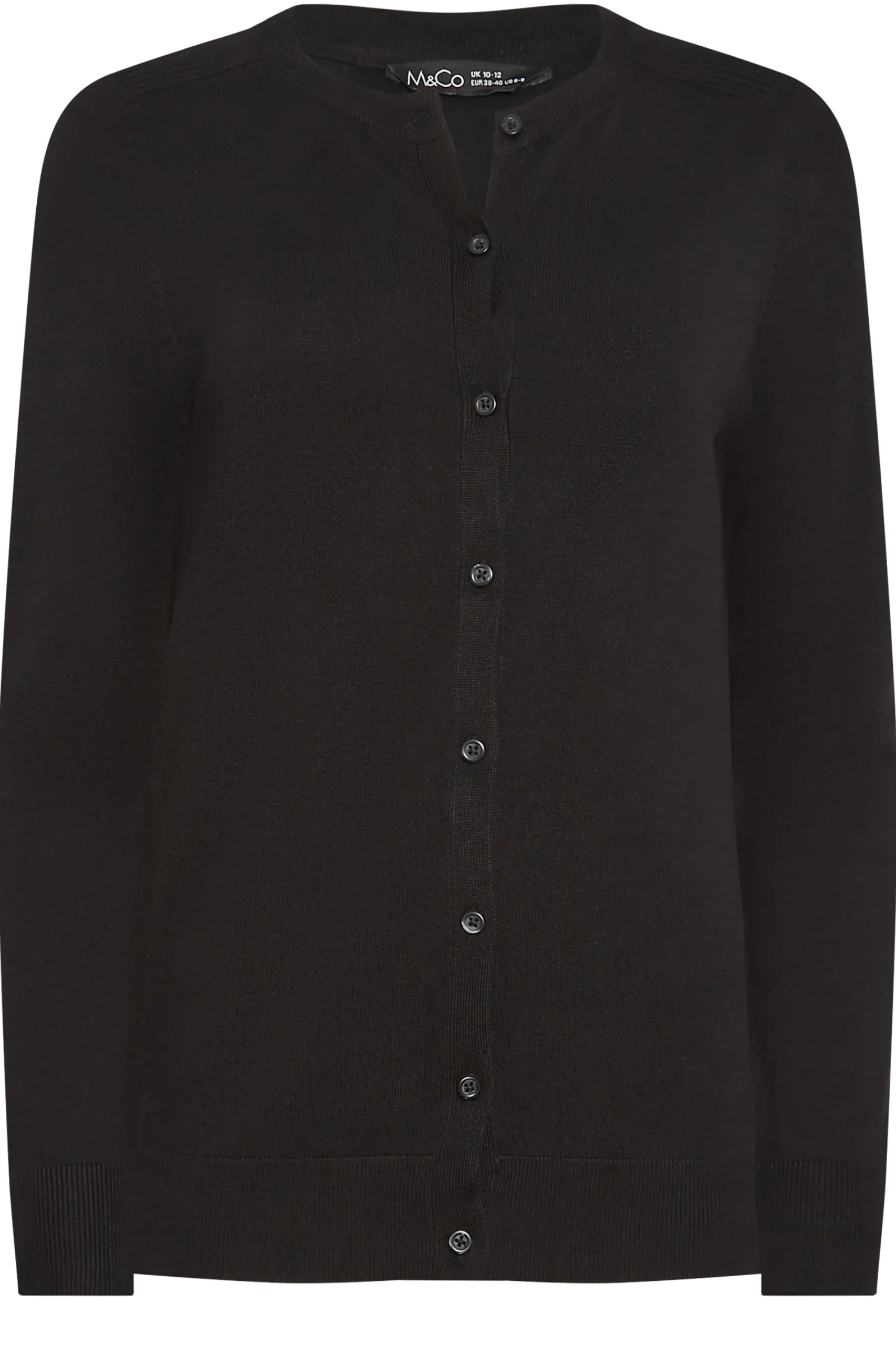 M&Co Womens Black Ribbed Shoulder Cardigan>Women Cardigan