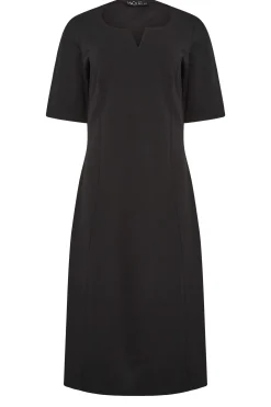 M&Co Womens Black Scuba Notch Neck Midi Dress><noscript><img width=