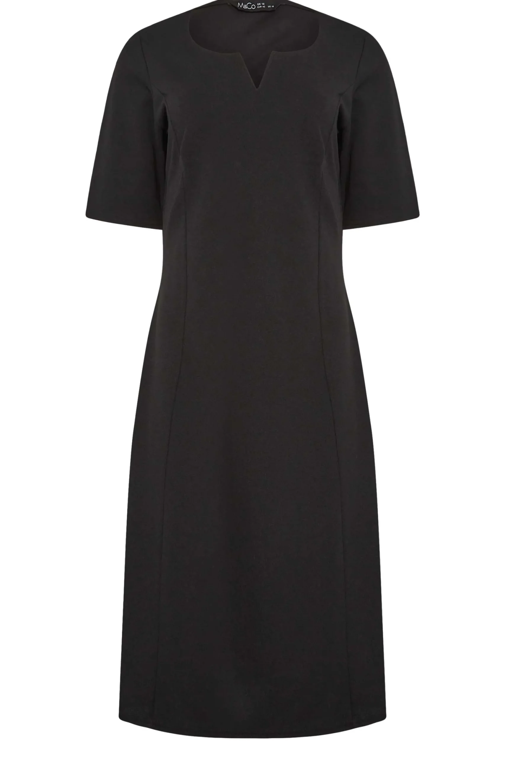 M&Co Womens Black Scuba Notch Neck Midi Dress>Women Midi Dresses