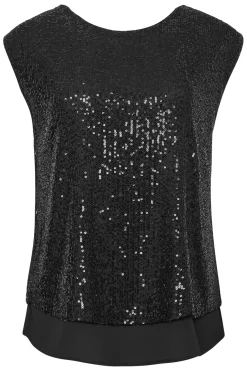 M&Co Womens Black Sequin Tie Back Top><noscript><img width=
