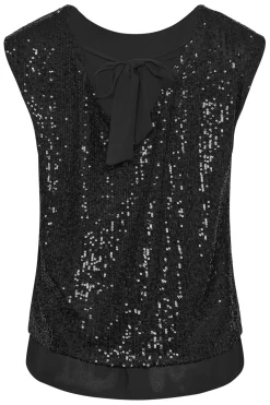 M&Co Womens Black Sequin Tie Back Top><noscript><img width=