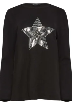 M&Co Womens Black Sequin Star Soft Touch Jumper><noscript><img width=