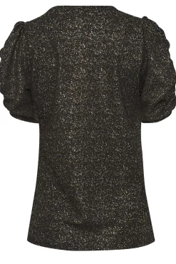 M&Co Womens Black Shimmer Ruched Sleeve Blouse><noscript><img width=