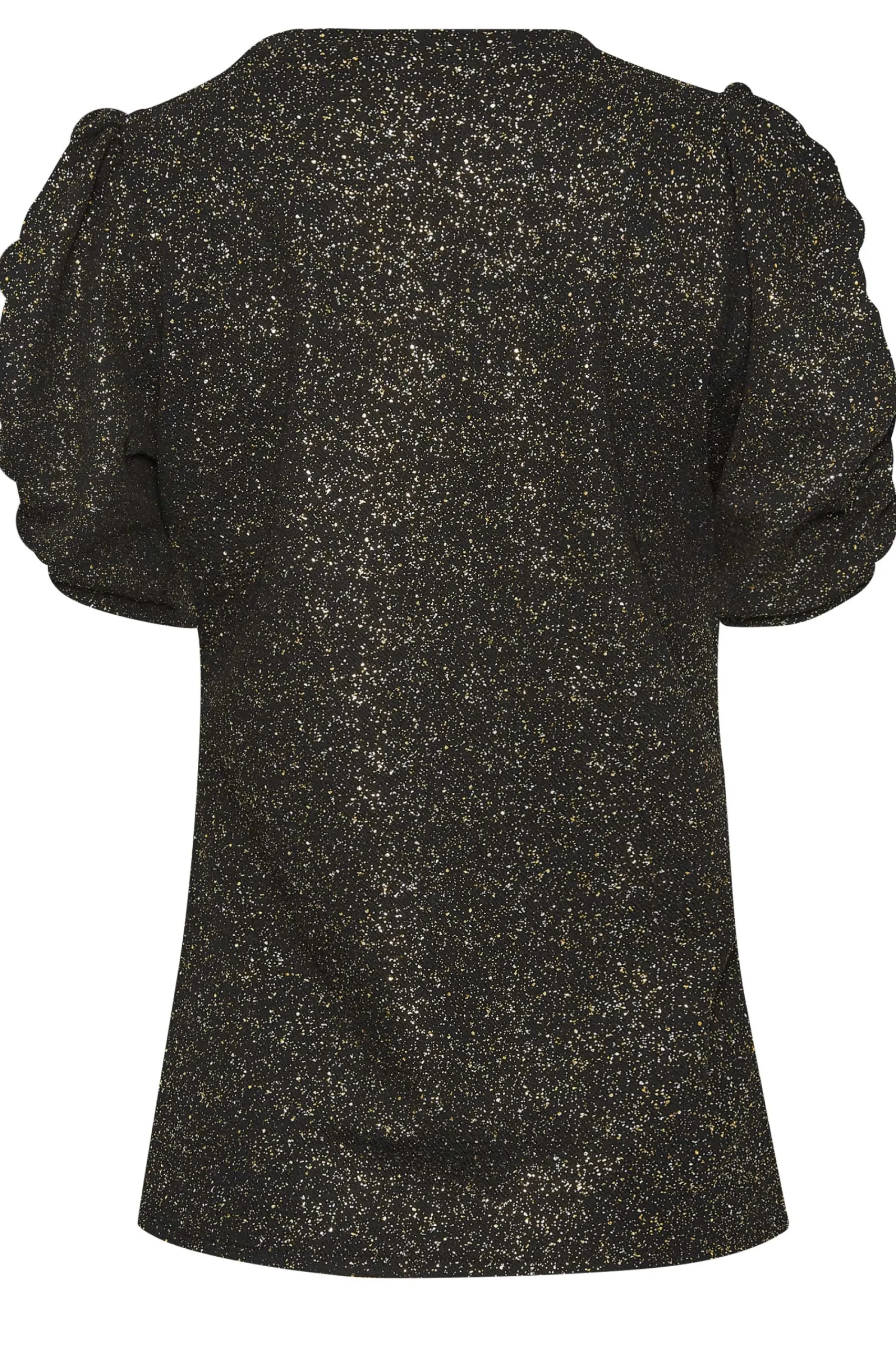 M&Co Womens Black Shimmer Ruched Sleeve Blouse>Women Blouses
